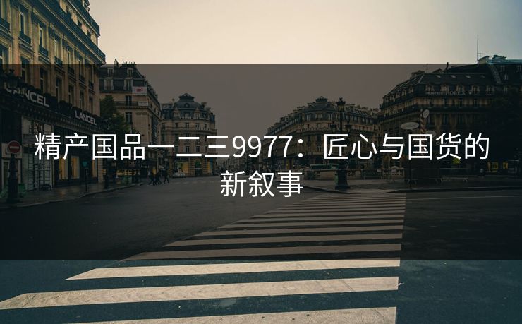 精产国品一二三9977：匠心与国货的新叙事