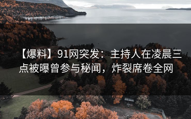 【爆料】91网突发：主持人在凌晨三点被曝曾参与秘闻，炸裂席卷全网